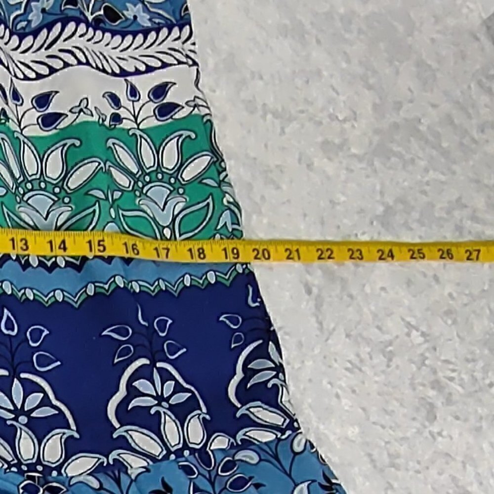 Loft White Purple Blue, Green Sleeveless Bohemian Floral Midi Dress Size MP - Picture 8 of 10